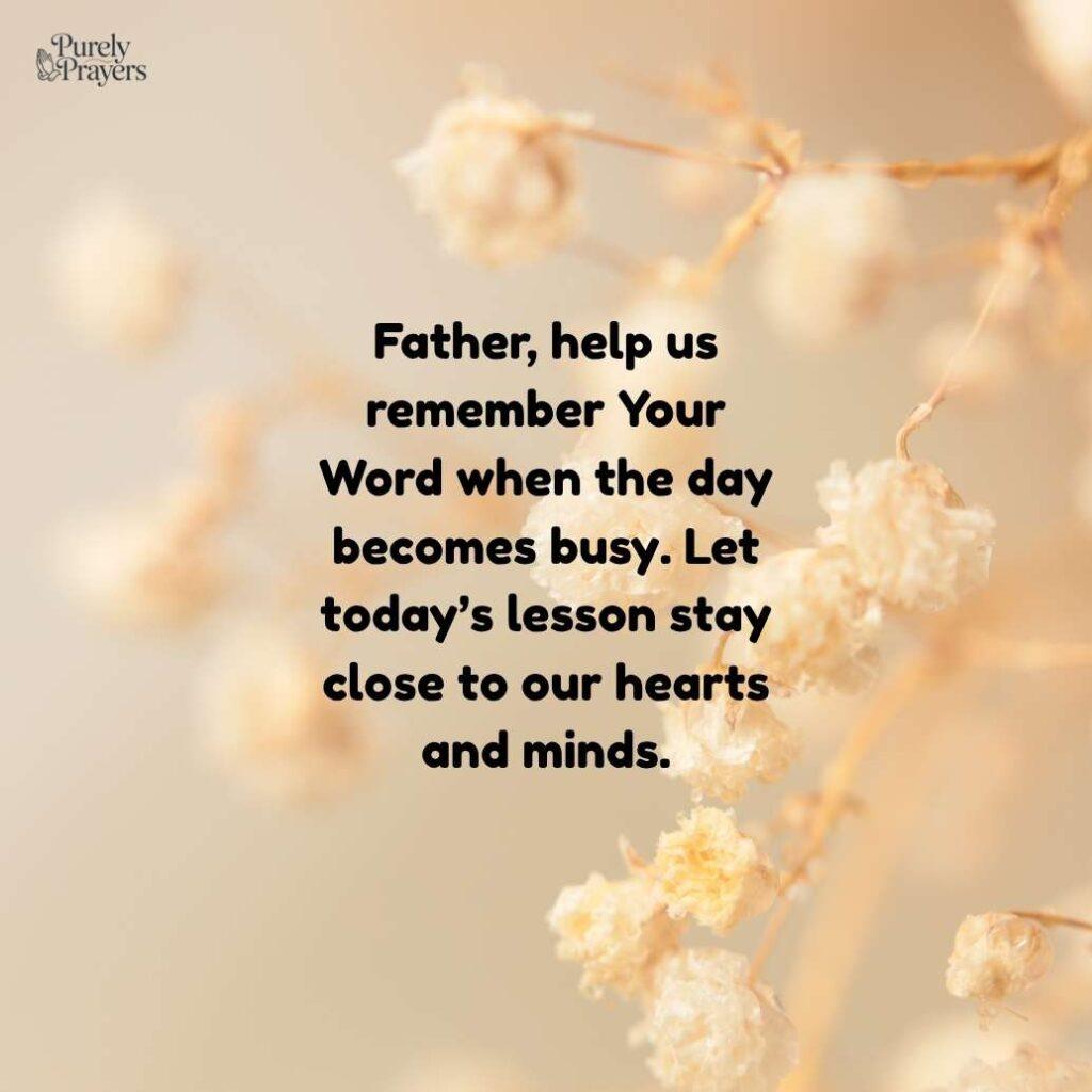 Closing Prayer to Remember God’s Word