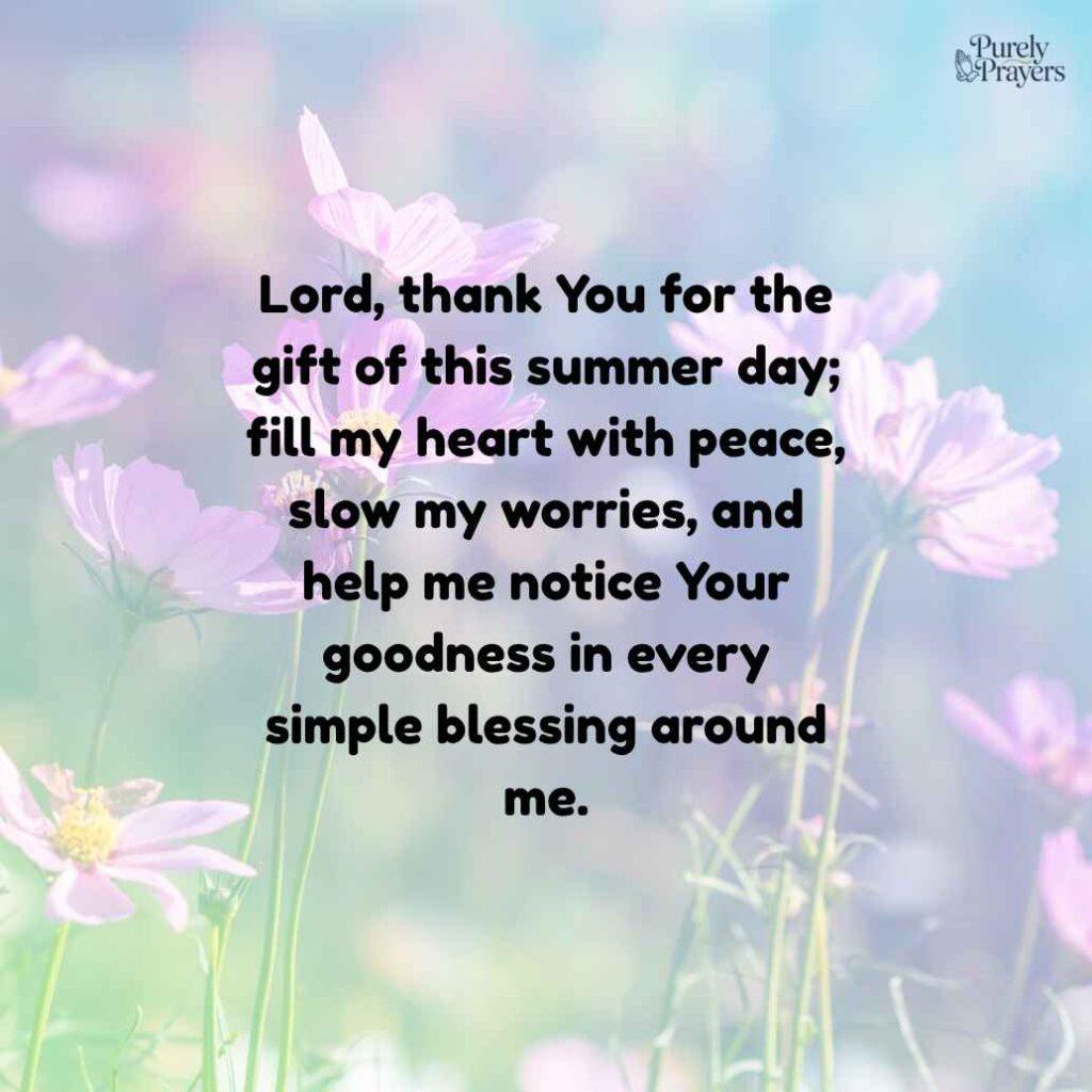 Mid of the Summer Prayer for Peaceful Days and a Thankful Heart