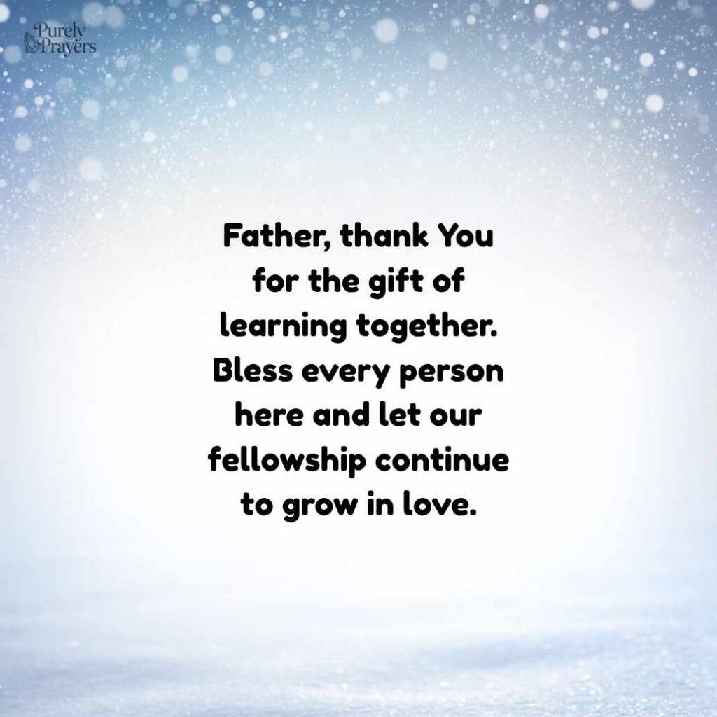 Prayer of Thanks for Fellowship and Learning