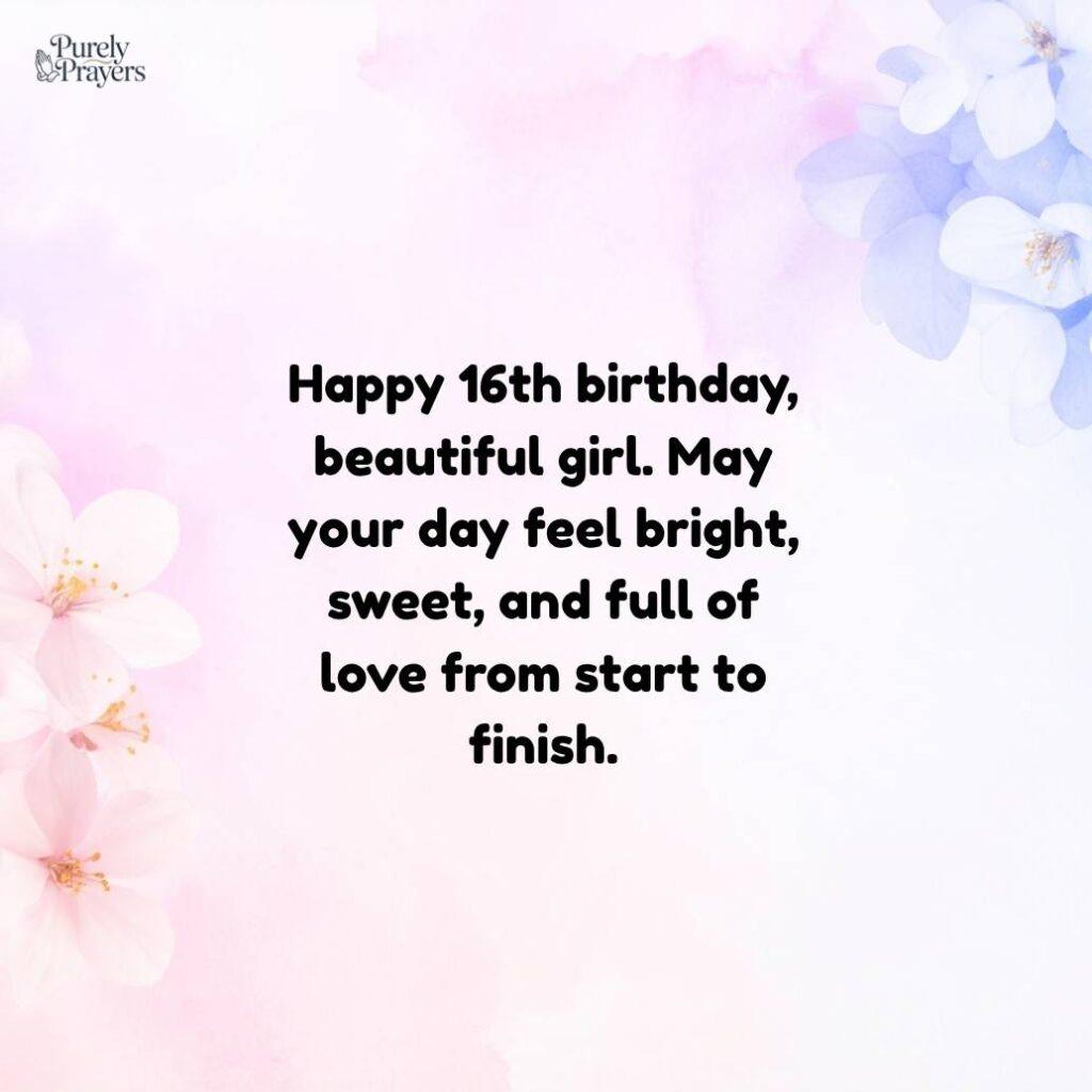 Short 16th Birthday Wishes for Girl